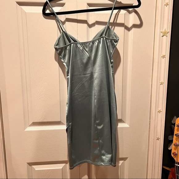 Sea Foam Winsor Satin Mini Dress - Picture 2 of 3